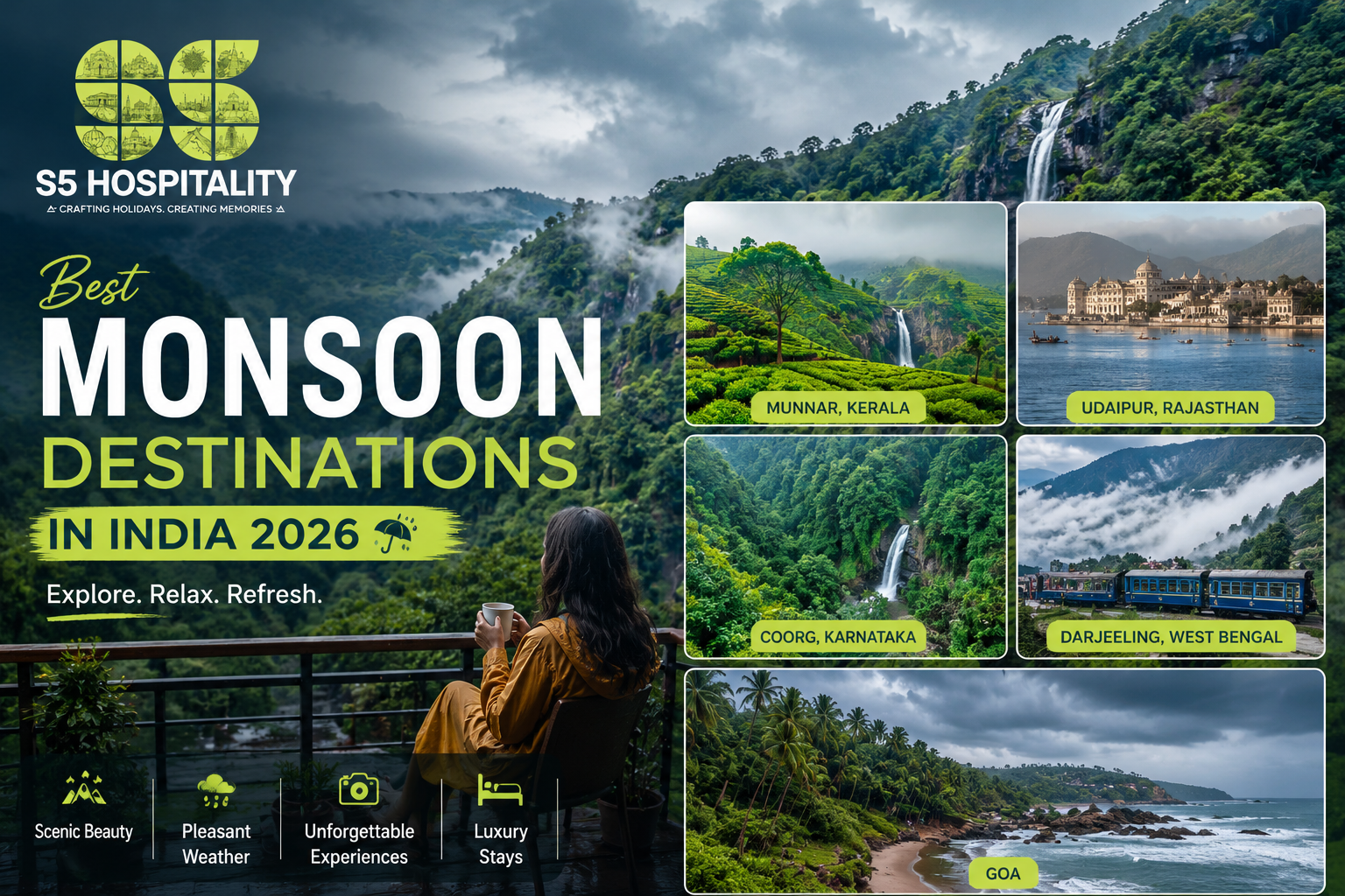 Best Monsoon Destinations in India for International Travelers (2026 Guide) By S5 Hospitality